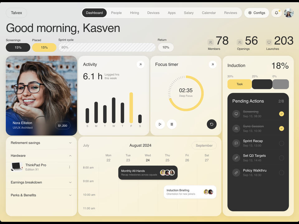 “Modern HR Dashboard”｜来源 MotionSites｜原分类 区块